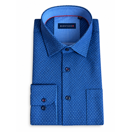 BERTNSON Strygefri langærmet skjorte - Royal Blue