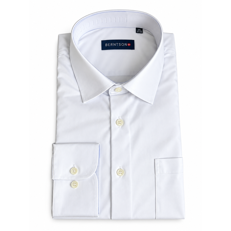 BERNTSON Strygefri langærmet bamboo skjorte - Bright White