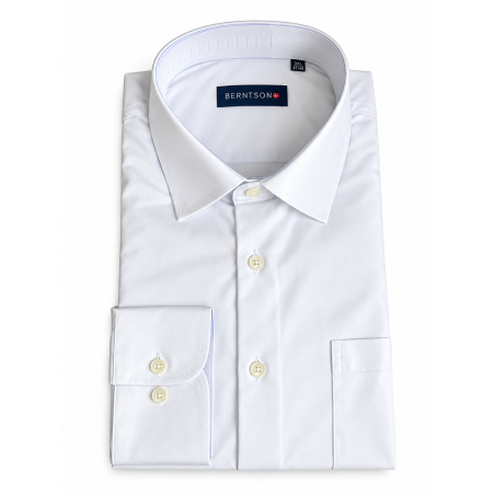 BERTNSON Strygefri langærmet bamboo skjorte - Bright White