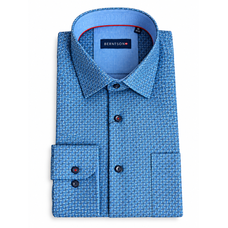 BERNTSON Strygefri langærmet skjorte - Cobalt Blue