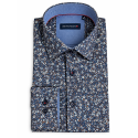 BERNTSON Strygefri langærmet skjorter - Navy Floral