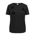 ONLY CARMAKOMA Jolly bling T-shirt - Black / Black tulle flowers