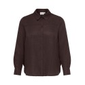 ONLY CARMAKOMA Bay topstitch cuff skjorte - Coffee Bean / Melange