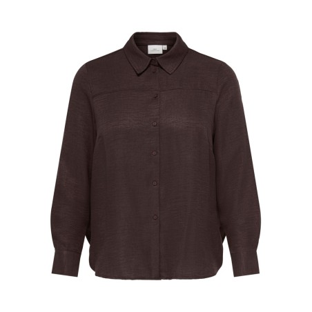 ONLY CARMAKOMA Bay topstitch cuff skjorte - Coffee Bean / Melange