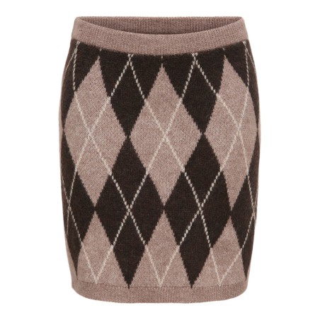 JDY Bianka high waist striknederdel - Chocolate Torte / Argyle