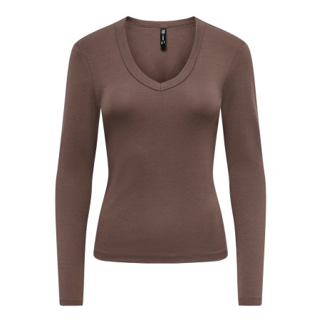 ONLY Riley langærmet bluse - Chocolate Martini