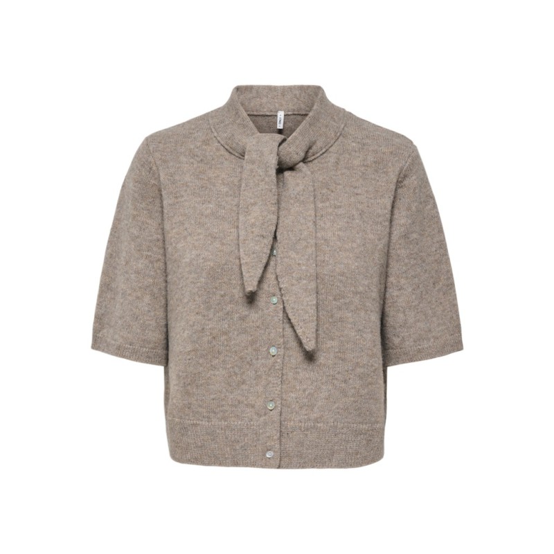 ONLY Lana scarf detail strikcardigan - Taupe Gray