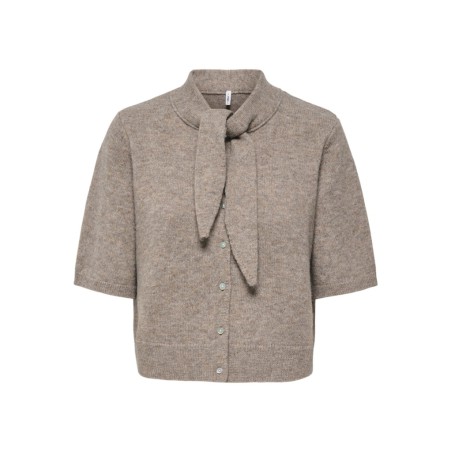 ONLY Lana scarf detail strikcardigan - Taupe Gray