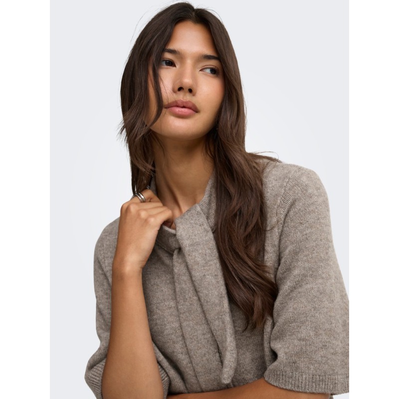 ONLY Lana scarf detail strikcardigan - Taupe Gray