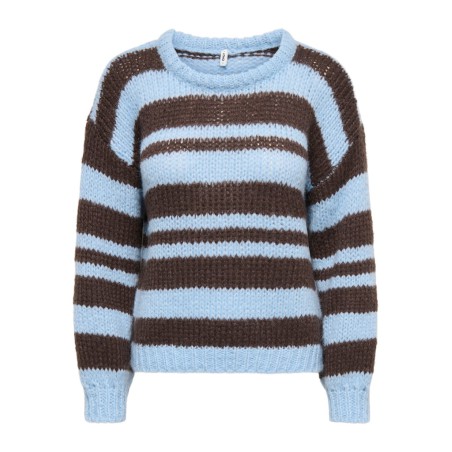 ONLY Nordic stripe langærmet striktrøje - Dusty Blue
