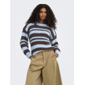 ONLY Nordic stripe langærmet striktrøje - Dusty Blue