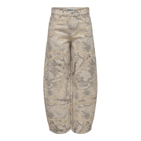ONLY Taylor - Banu high waist barrel bukser - Oatmeal / Camo