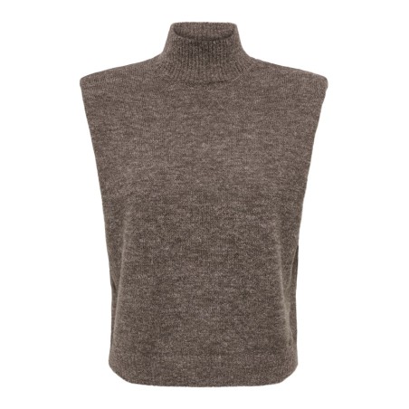 JDY Ditte shoulderpad strikvest - Chocolate Brown / Melange