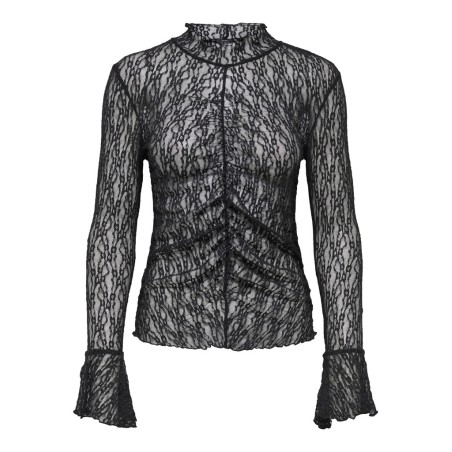 JDY Lala high neck lace bluse - Black