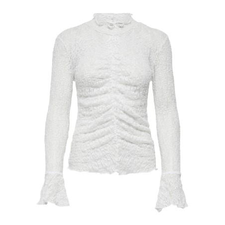 JDY Lala high neck lace bluse - Cloud Dancer