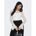 JDY Lala high neck lace bluse - Cloud Dancer