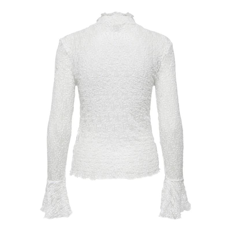 JDY Lala high neck lace bluse - Cloud Dancer