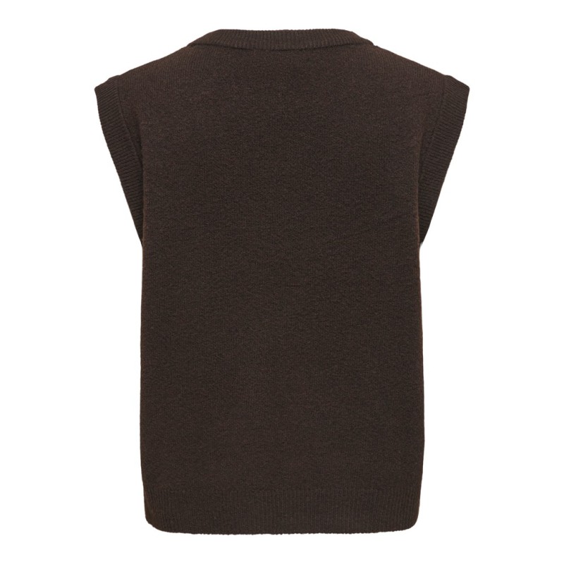JDY Brilliant life onebutton strikvest - Coffee Bean / Melange