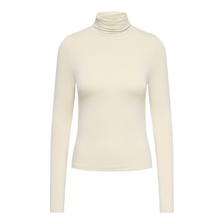 JDY Sissy high neck langærmet bluse - Oatmeal