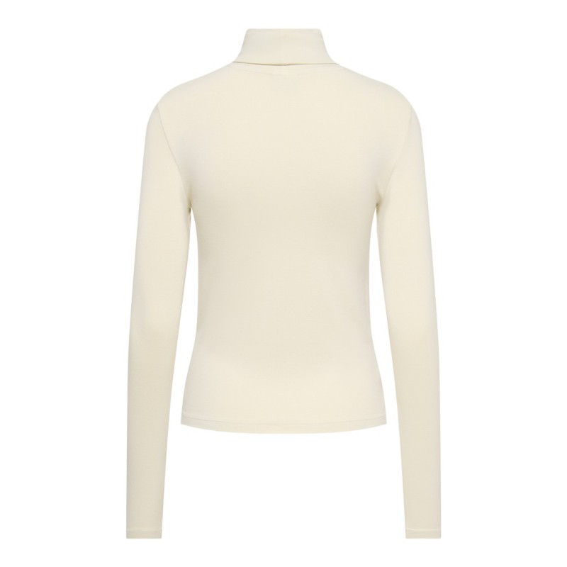 JDY Sissy high neck langærmet bluse - Oatmeal