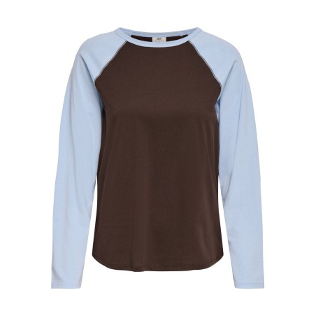 JDY Jeanett raglan contrast bluse - Coffee Bean