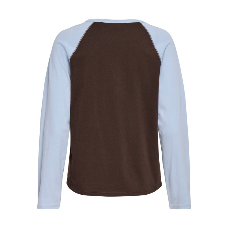 JDY Jeanett raglan contrast bluse - Coffee Bean
