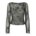 PIECES Vita langærmet bluse - Asphalt