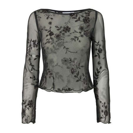 PIECES Vita langærmet bluse - Asphalt