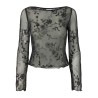 PIECES Vita langærmet bluse - Asphalt
