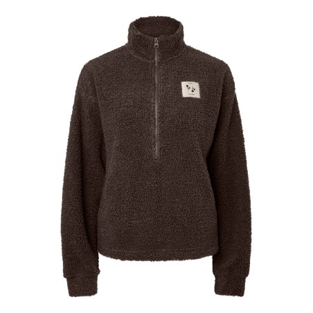 PIECES Katty high neck half zip teddyjakke - Hot Fudge