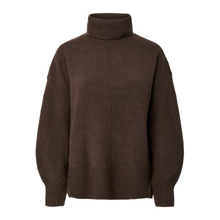 PIECES Malou rollneck striktrøje - Hot Fudge / Melange