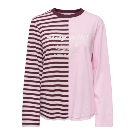 ONLY Lava half striped langærmet bluse - Chalk Pink