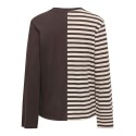 ONLY Lava half striped langærmet bluse - Black Coffee
