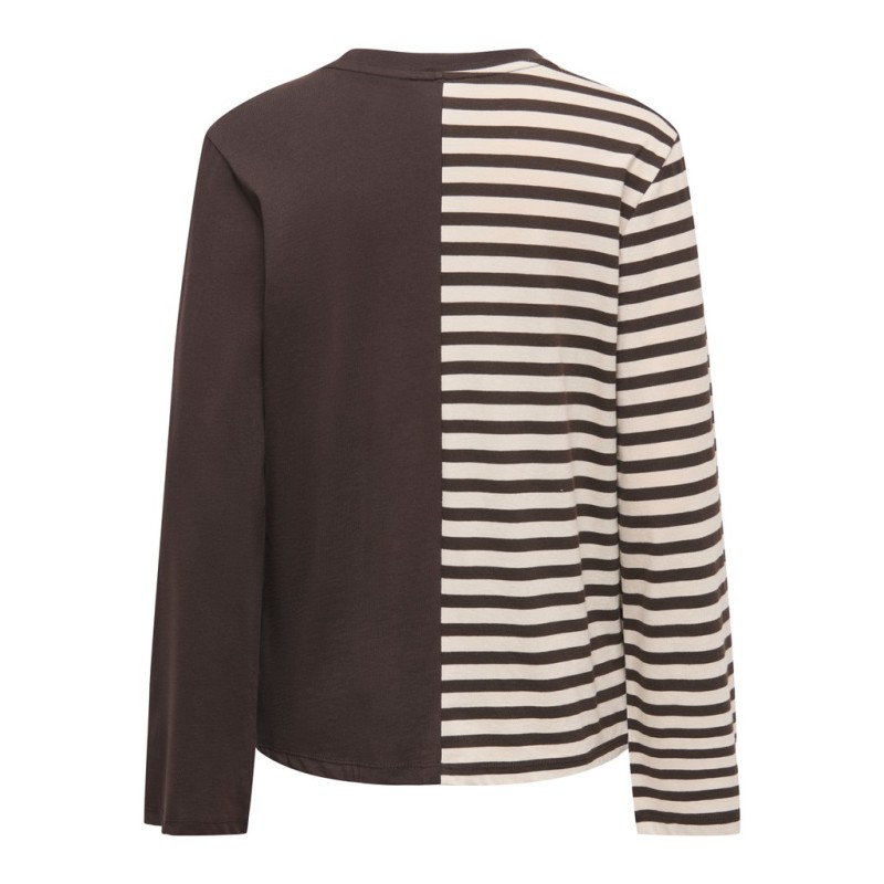 ONLY Lava half striped langærmet bluse - Black Coffee