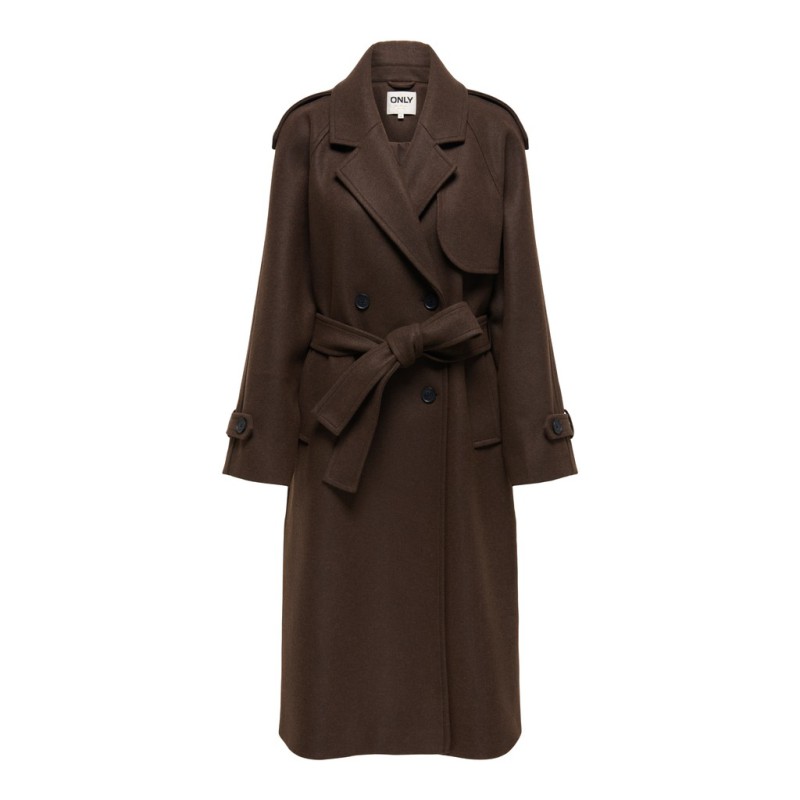 ONLY Dear-Trillionlong belt frakke - Chocolate Brown / Melange