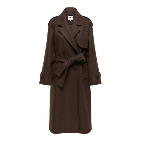 ONLY Dear-Trillionlong belt frakke - Chocolate Brown / Melange