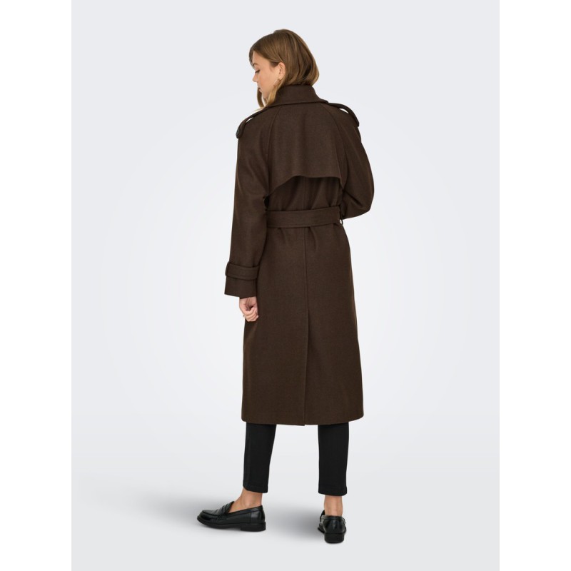 ONLY Dear-Trillionlong belt frakke - Chocolate Brown / Melange