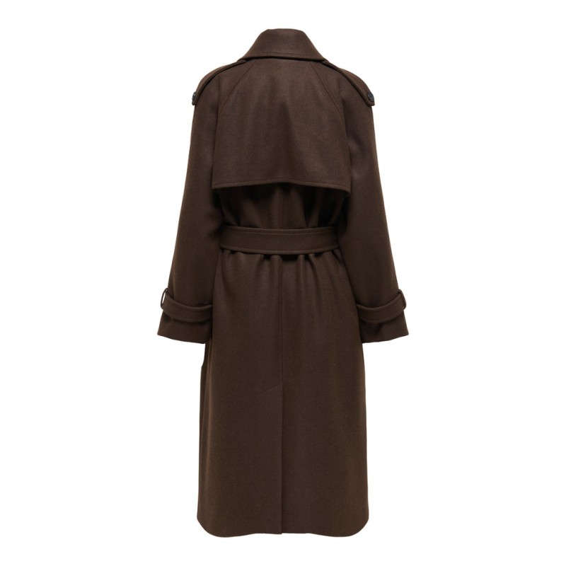 ONLY Dear-Trillionlong belt frakke - Chocolate Brown / Melange