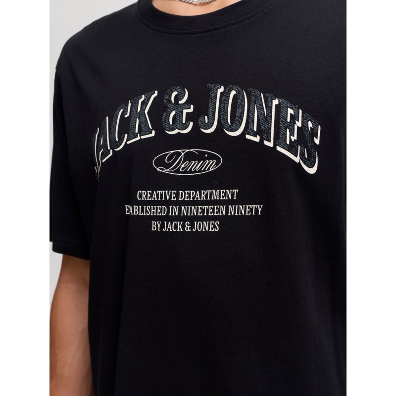 JACK & JONES PLUS Denver logo T-shirt - Black