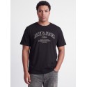 JACK & JONES PLUS Denver logo T-shirt - Black