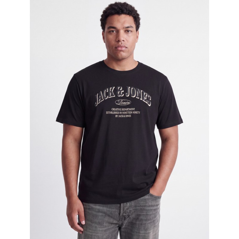 JACK & JONES PLUS Denver logo T-shirt - Black