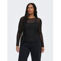 ONLY CARMAKOMA Opus mesh glitter bluse - Black / Silver glitter dots