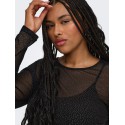 ONLY CARMAKOMA Opus mesh glitter bluse - Black / Silver glitter dots