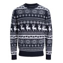 JACK & JONES JUNIOR Xmas santa striktrøje - Navy Blazer / Cloud Dancer