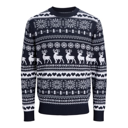 JACK & JONES JUNIOR Xmas santa striktrøje - Navy Blazer / Cloud Dancer