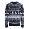 JACK & JONES JUNIOR Xmas santa striktrøje - Navy Blazer / Cloud Dancer