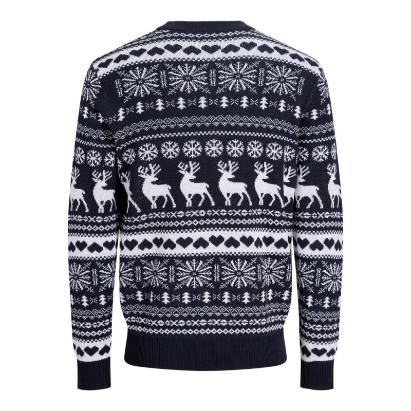 JACK & JONES JUNIOR Xmas santa striktrøje - Navy Blazer / Cloud Dancer