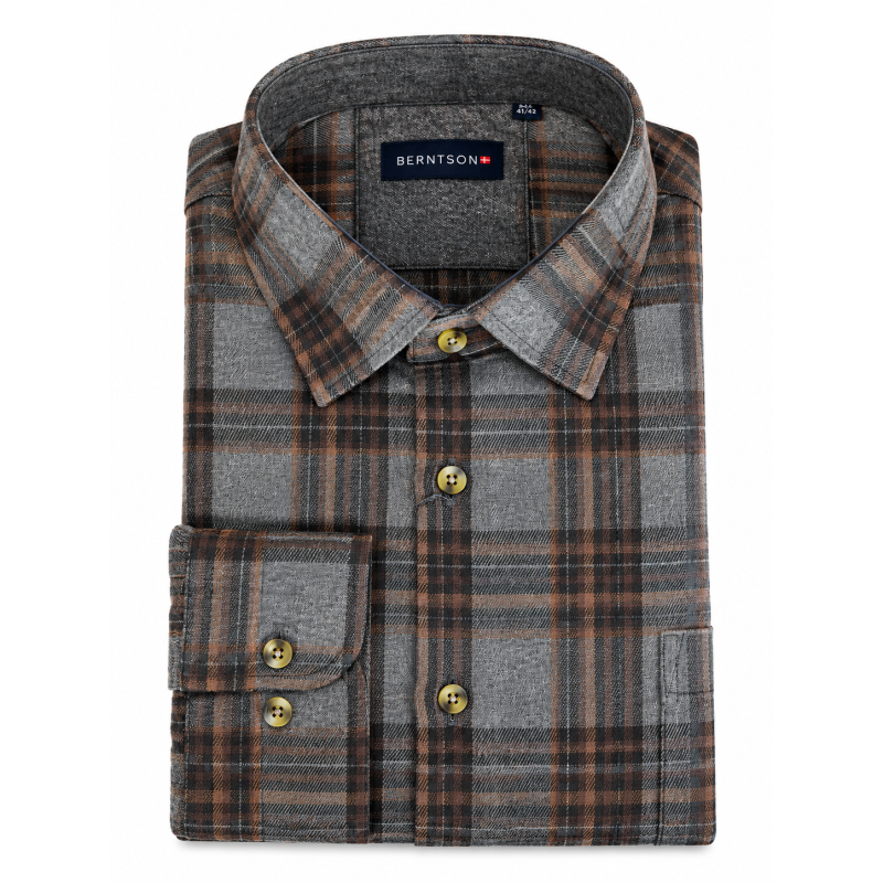 BERNTSON Skjorte - Grey Brown Check