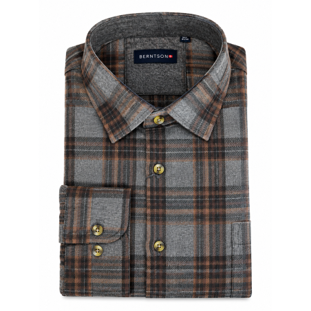 BERNTSON Skjorte - Grey Brown Check