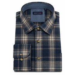 BERNTSON skjorte - Navy Beige Check